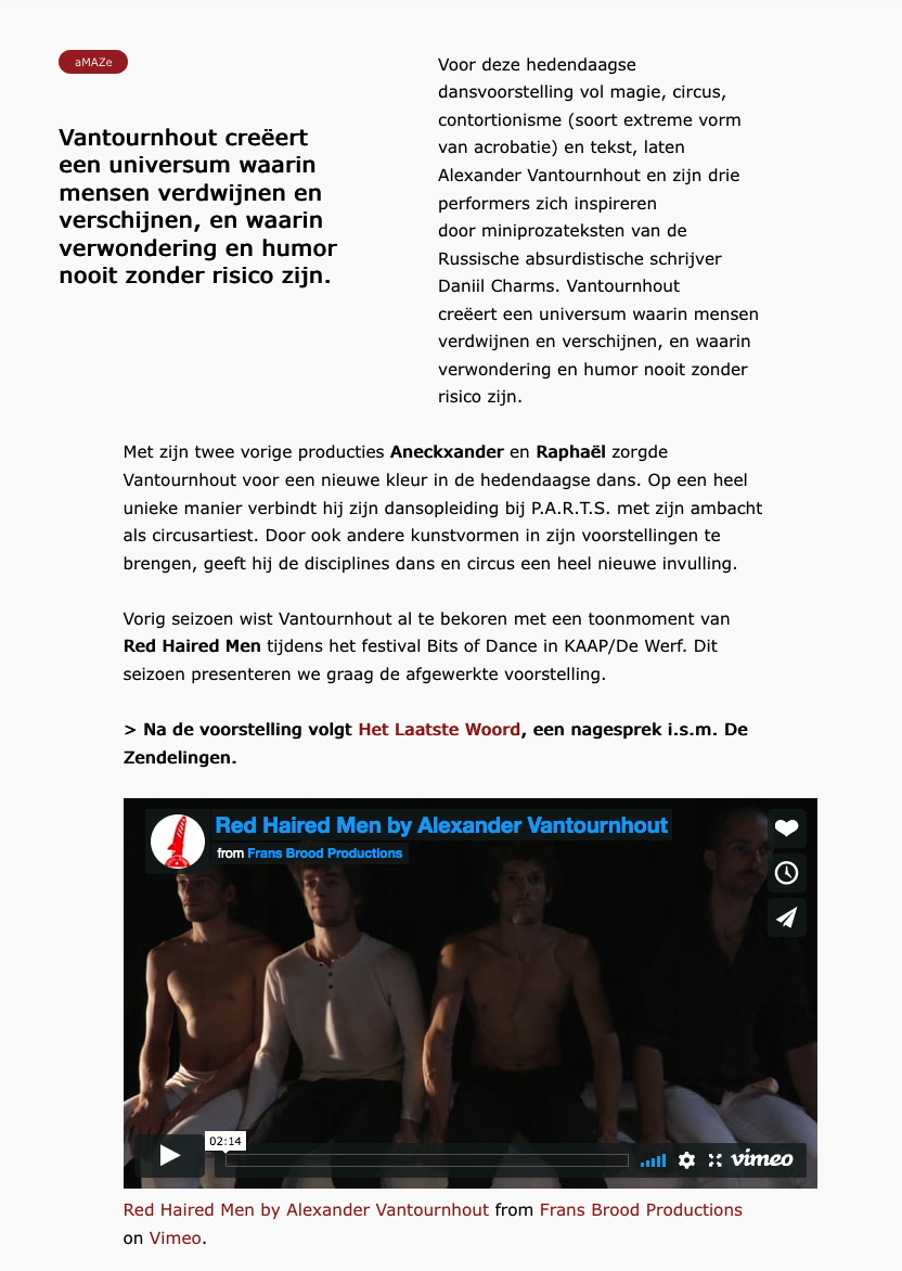 Page Internet. Red Haired Men, door Alexander Vantournhout. 2019-05-15